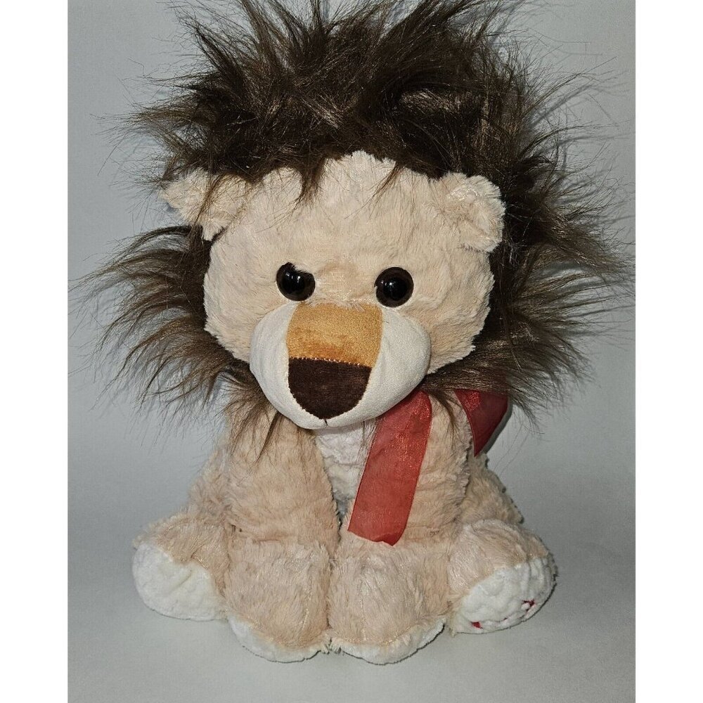 Hug Fun Lion Plush Valentine's Day Big 16" Stuffed Animal Toy Gift Red Heart Bow